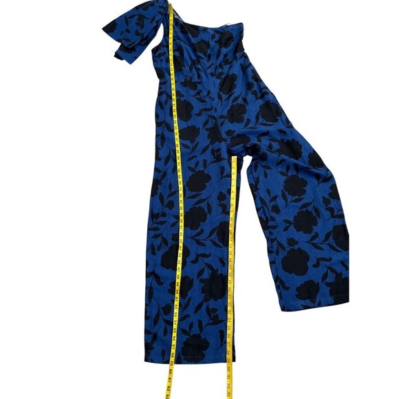Kate Spade New York x Target Blue Floral One-Shoulder Linen Jumpsuit NWT Size 10 - Picture 12 of 13